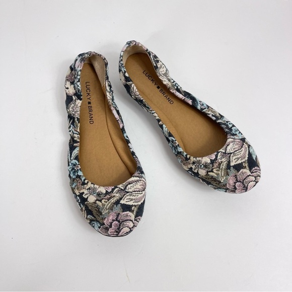 Lucky Brand Emmie Ballet Flats Shady Spruce Scala Rose Moroccan Women’s size 9 - Picture 2 of 8